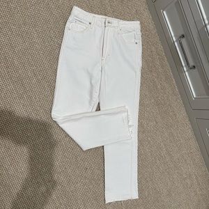 Worn once, AMO white straight leg jeans